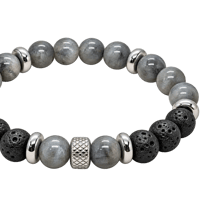 Bracelet en labradorite et lave noire