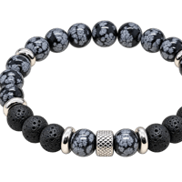 Bracelet en obsidienne neige et lave noire