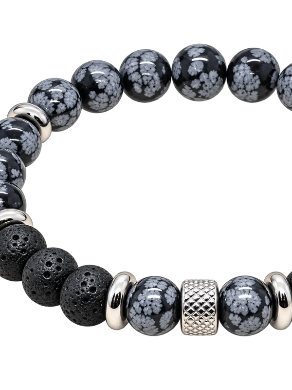 Bracelet en obsidienne neige et lave noire