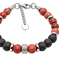 Bracelet en perles de lave et jaspe breshia