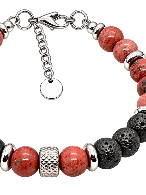 Bracelet en perles de lave et jaspe breshia