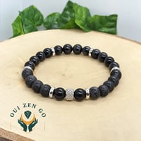 Bracelet en perles de lave et onyx