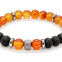Bracelet en pierres cornaline et lave noire
