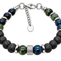 Bracelet en pierres vertes et bleues