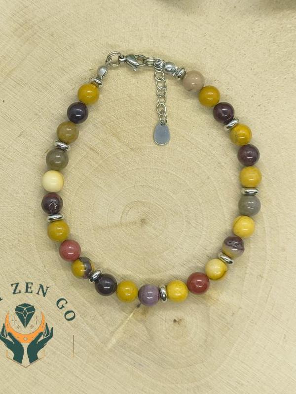 Bracelet fil d acier jaspe mookite 2 