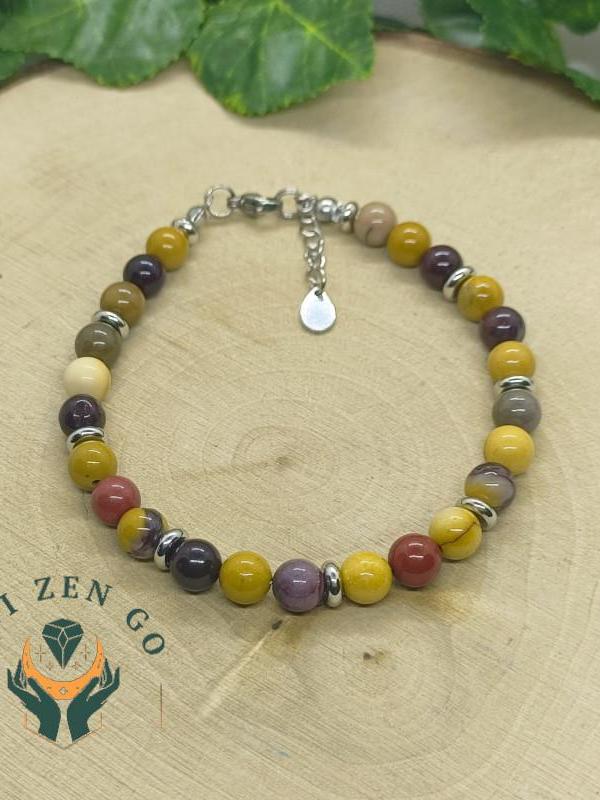 Bracelet fil d acier jaspe mookite 2