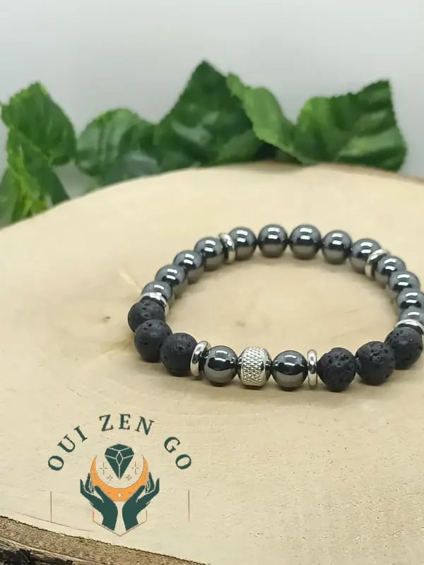 Bracelet hematite et pierre de lave 8 mm tiago 1 