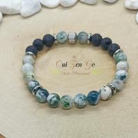 Bracelet homme agate arbre et pierre de lave