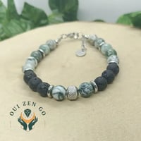 Bracelet homme agate arbre solide noir 2 