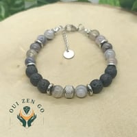 Bracelet homme agate botswana solide noir 2 