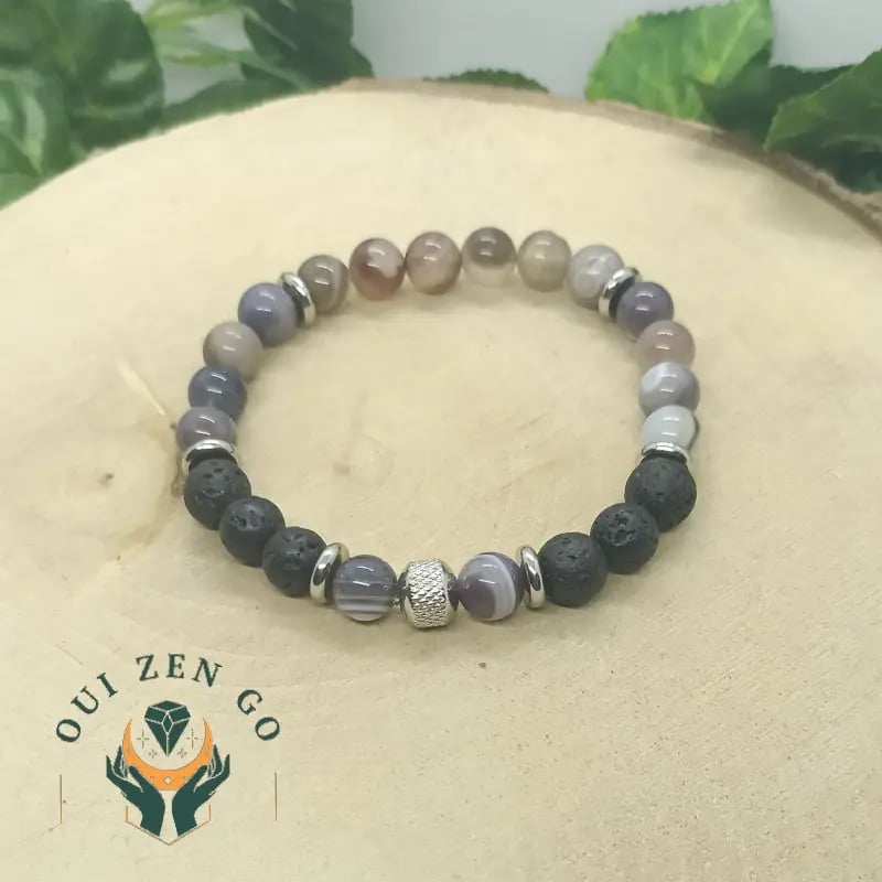 Bracelet homme en Quartz rose et pierre de lave, collection Atlas