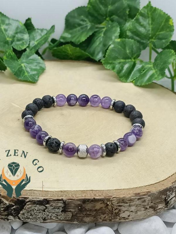 Bracelet homme amethyste et pierre de lave tiago 2