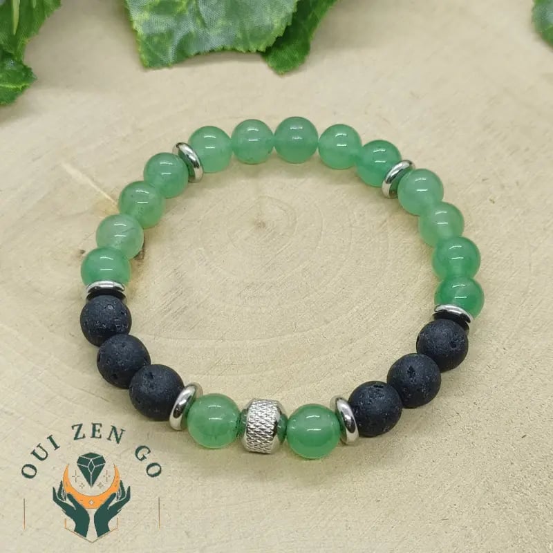 Bracelet homme en Aventurine et pierre de lave, collection Tiago