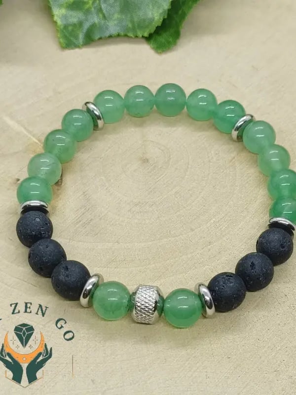 Bracelet homme aventurine et pierre de lave 1