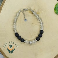 Bracelet homme cristal de roche et pierre de lave acier 3 
