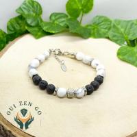 Bracelet homme howlite et pierre de lave 1 