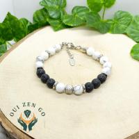 Bracelet homme howlite et pierre de lave 2 