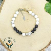 Bracelet homme howlite et pierre de lave 3 