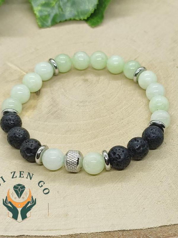 Bracelet homme jade et pierre de lave 3 