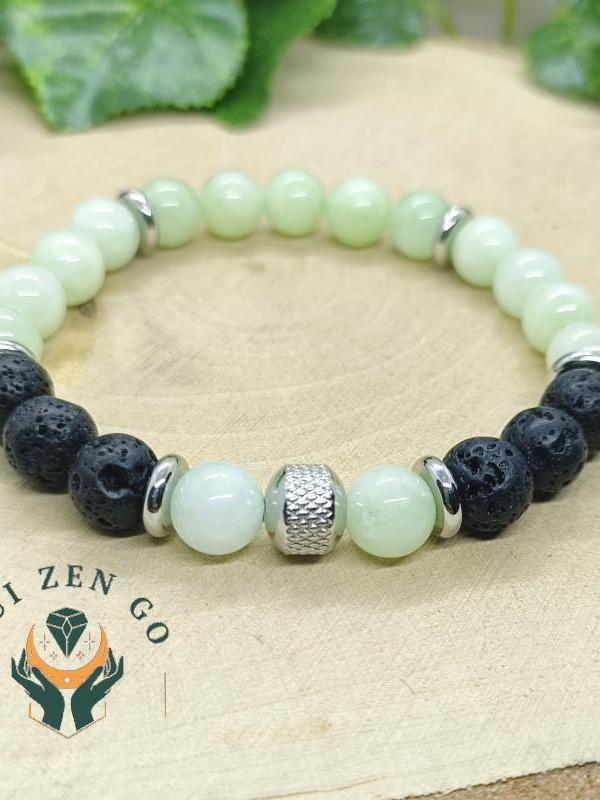 Bracelet homme jade et pierre de lave 3