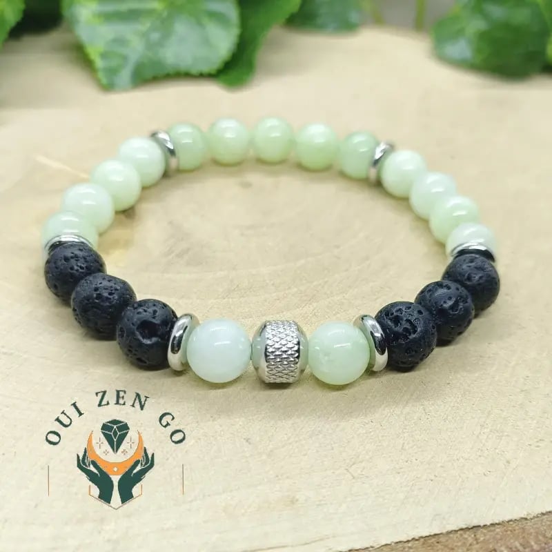 Bracelet homme en jade et pierre de lave, collection Tiago