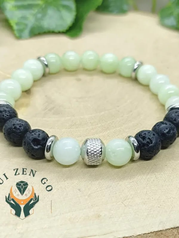 Bracelet homme jade et pierre de lave 3 