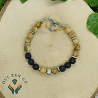 Bracelet homme jaspe paysage et pierre de lave acier 3 