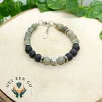 Bracelet homme labradorite et pierre de lave 2 