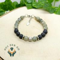 Bracelet homme labradorite et pierre de lave 3 