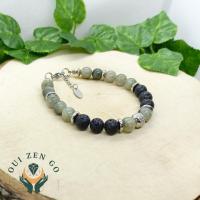 Bracelet homme labradorite et pierre de lave 4 