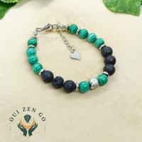 Bracelet homme malachite et pierre de lave 1 