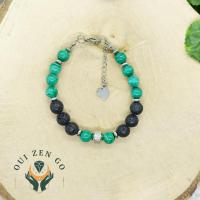 Bracelet homme malachite et pierre de lave 2 