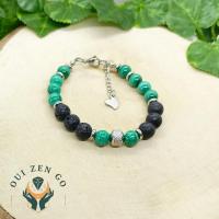 Bracelet homme malachite et pierre de lave 3 