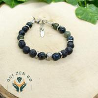 Bracelet homme oeil de faucon et pierre de lave 1 