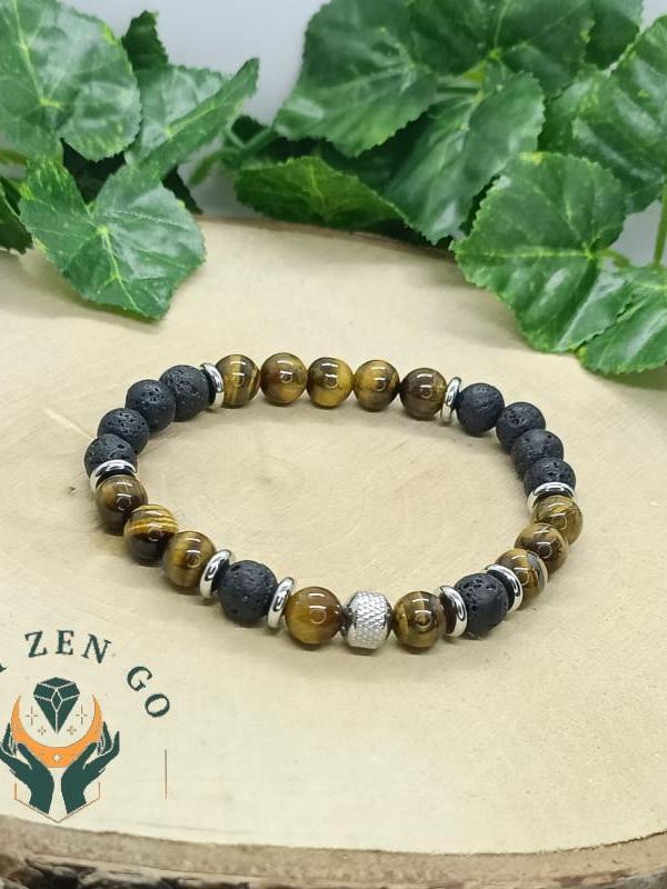 Bracelet homme oeil de tigre et pierre de lave tiago 8 mm 2 