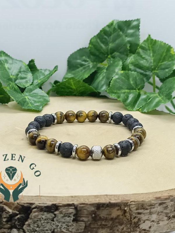 Bracelet homme oeil de tigre et pierre de lave tiago 8 mm 2