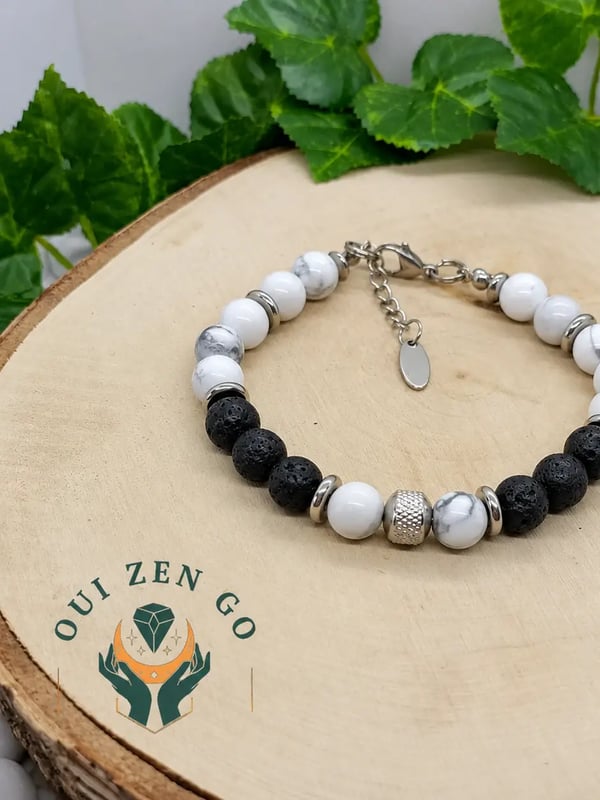 Bracelet howlite pierre de lave atlas 2 
