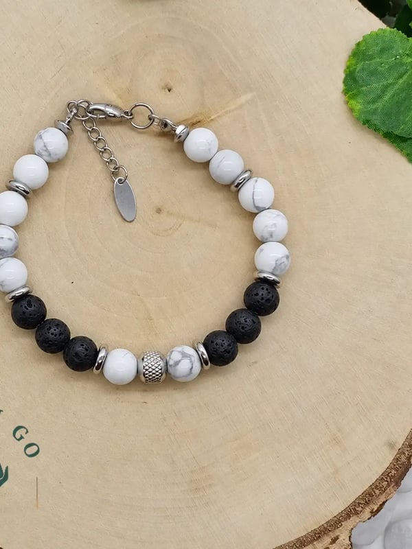 Bracelet howlite pierre de lave atlas 3 