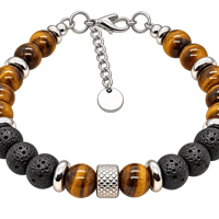 Bracelet il de tigre et lave noire 1 