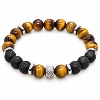 Bracelet il de tigre et lave noire