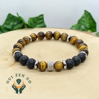 Bracelet il de tigre et pierre de lave 8 mm