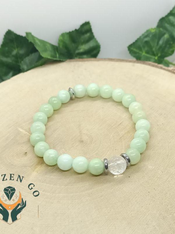 Bracelet jade de chine et cristal de roche celestre 1