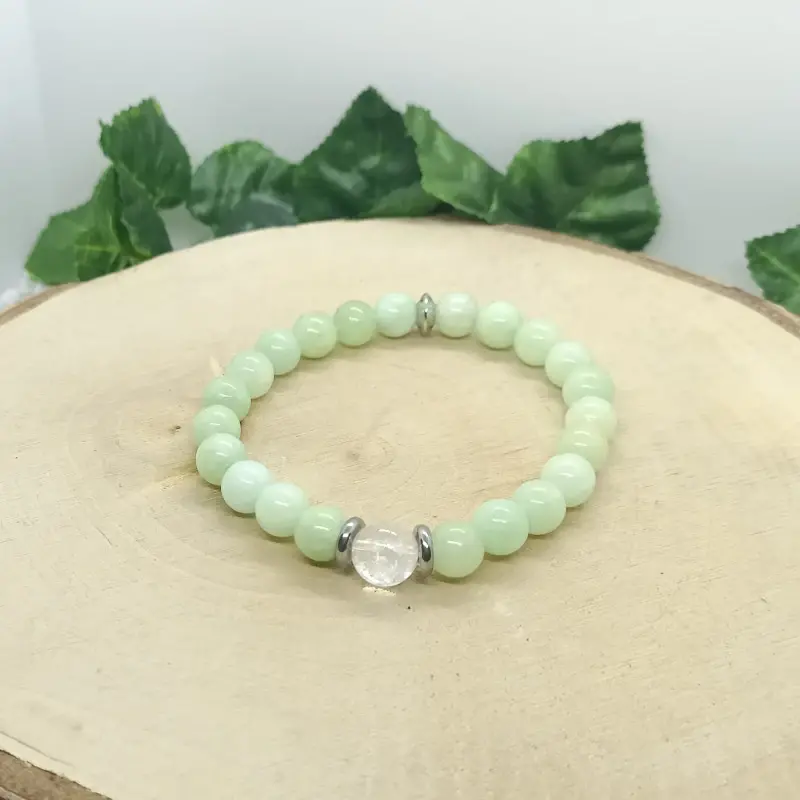 Bracelet jade de chine et cristal de roche celestre
