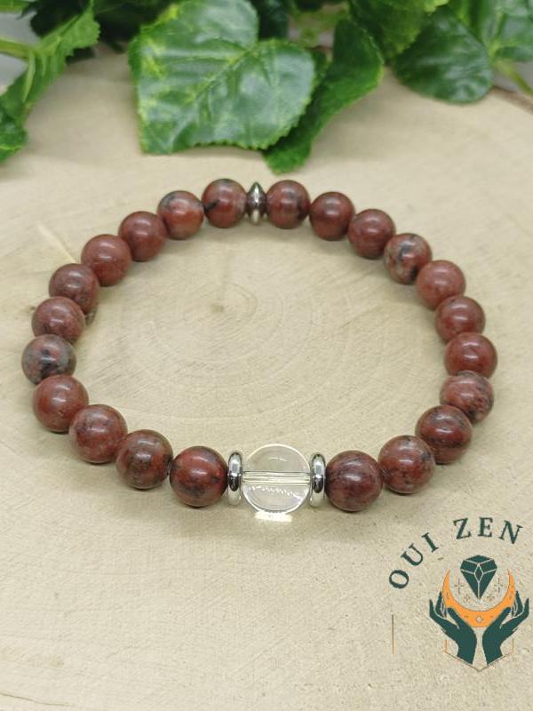 Bracelet jaspe breschia et cristal de roche 1