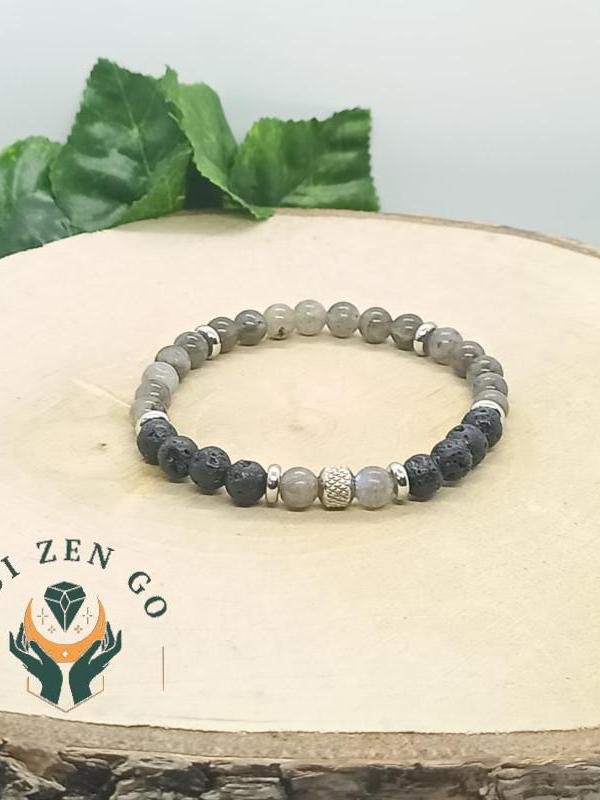 Bracelet labradorite et pierre de lave tiago 8 mm 1 