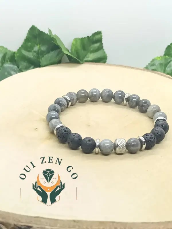 Bracelet labradorite et pierre de lave tiago 8 mm 1 