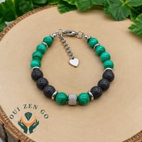 Bracelet malachite et pierre de lave