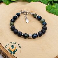 Bracelet oeil de faucon et pierre de lave 1 
