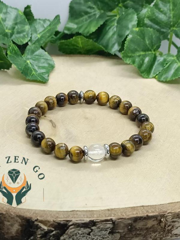 Bracelet oeil de tigre et cristal de roche 2