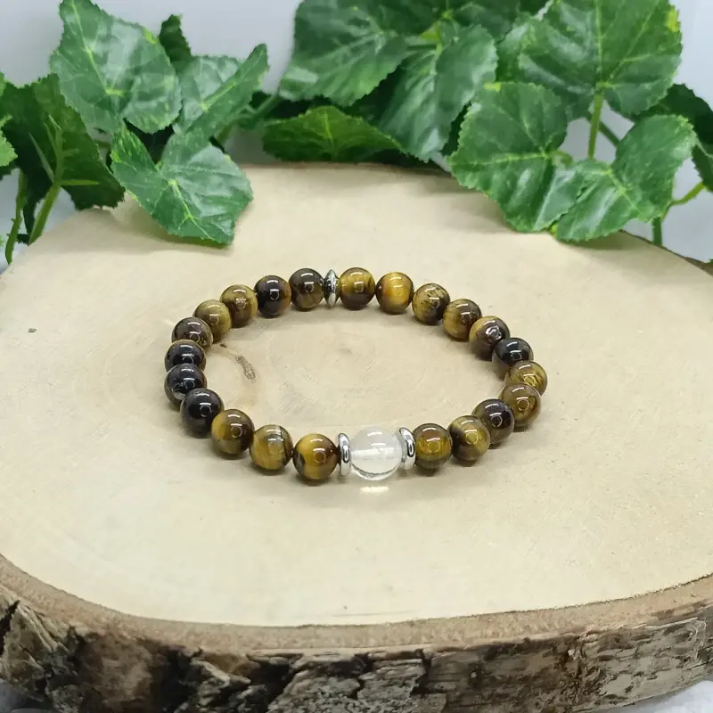 Bracelet oeil de tigre et cristal de roche